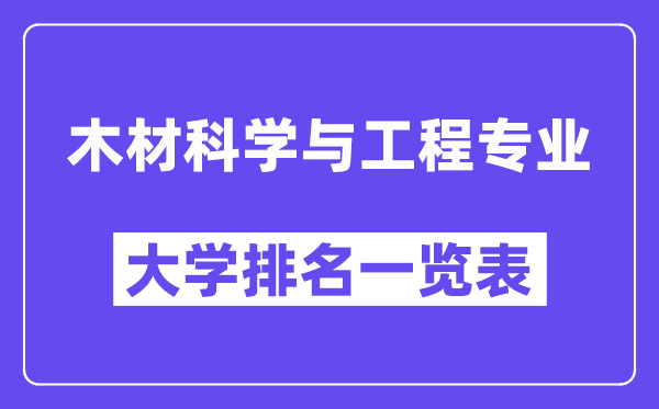 全国木材科学与工程专业大学排名一览表(最新排行榜)