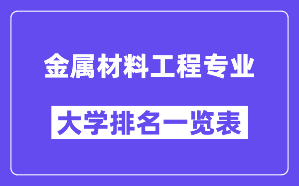 全国金属材料工程专业大学排名一览表(最新排行榜)