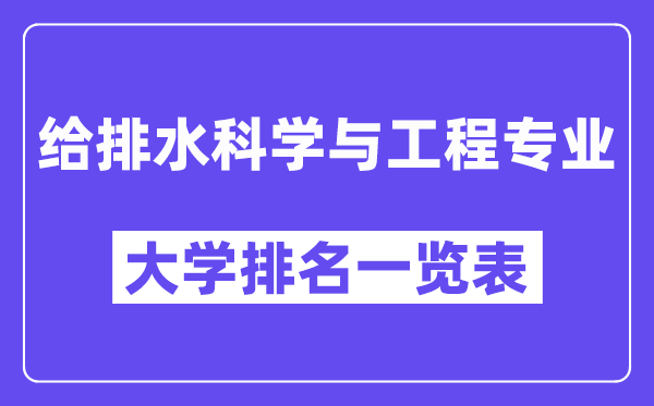 全国给排水科学与工程专业大学排名一览表(最新排行榜)