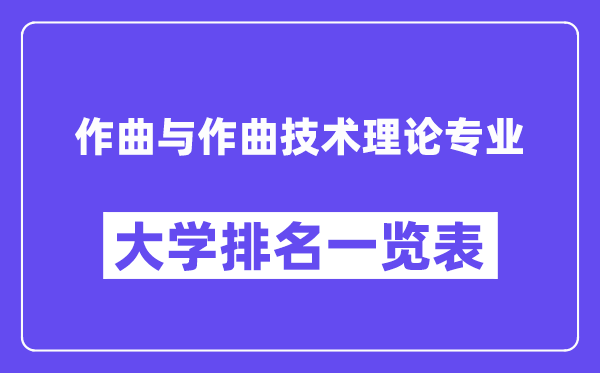 全国作曲与作曲技术理论专业大学排名一览表(最新排行榜)