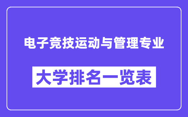 全国电子竞技运动与管理专业大学排名一览表(最新排行榜)