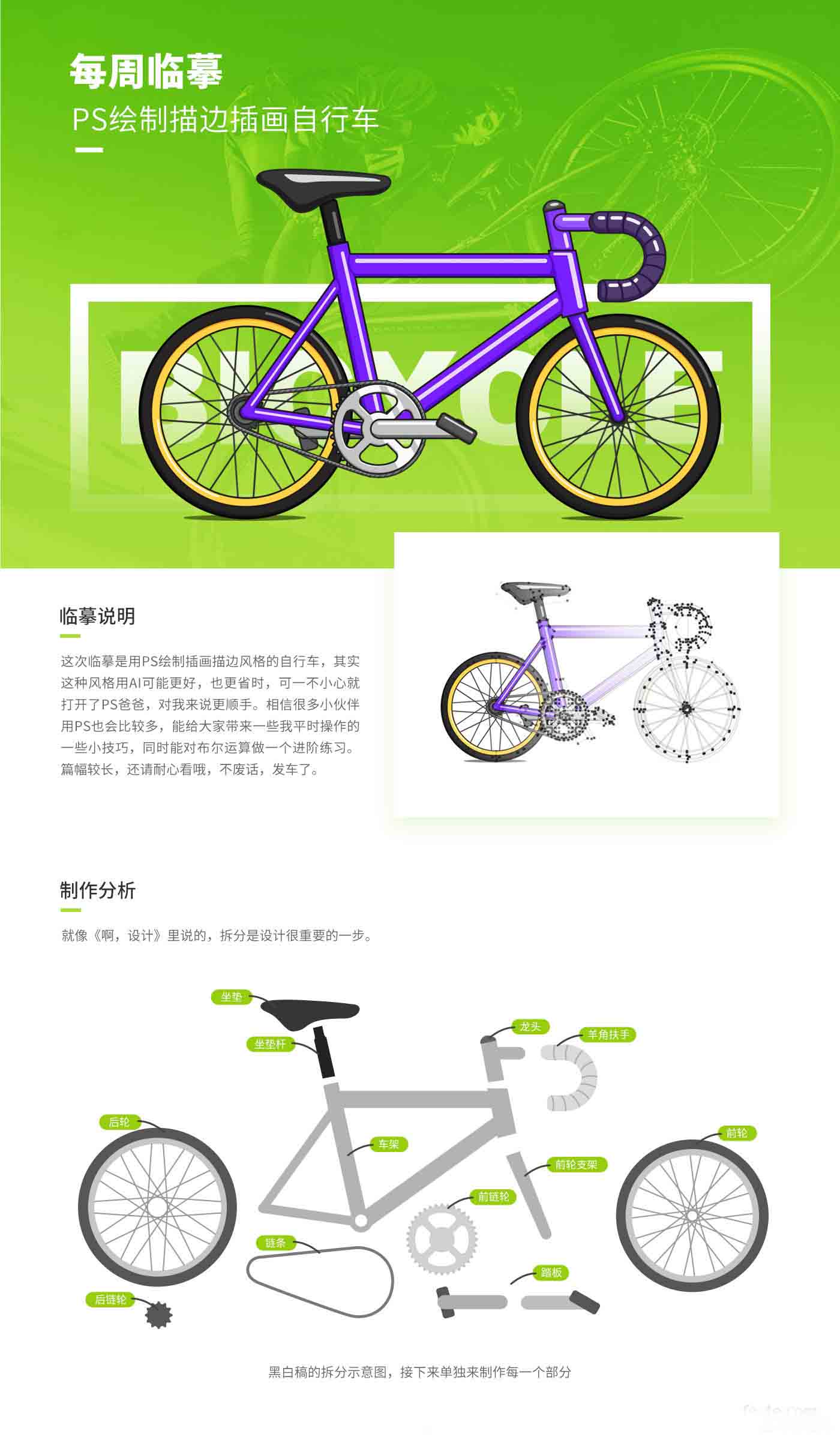 ps鼠绘可爱的卡通插画自行车
