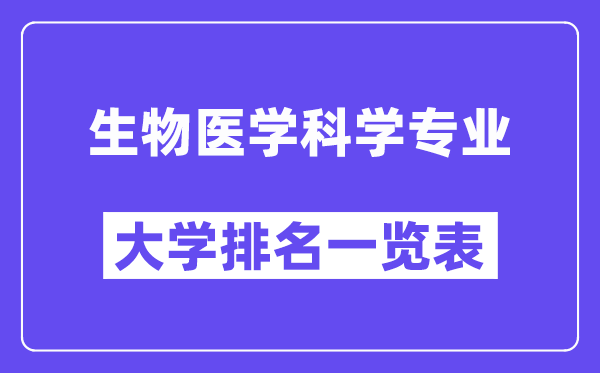 全国生物医学科学专业大学排名一览表(最新排行榜)