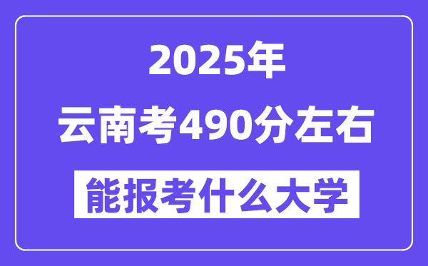 2025年云南考490分左右能报考上什么大学?附位次排名对照表