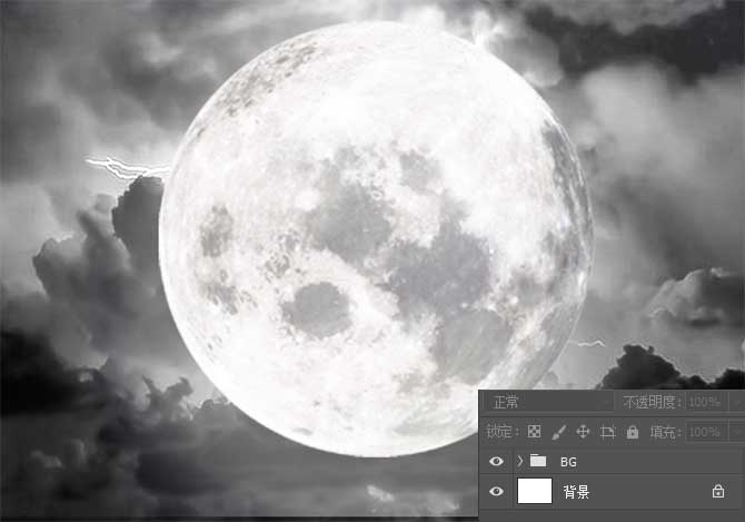 用PS合成月色下的古装武侠切磋剪影效果场景教程