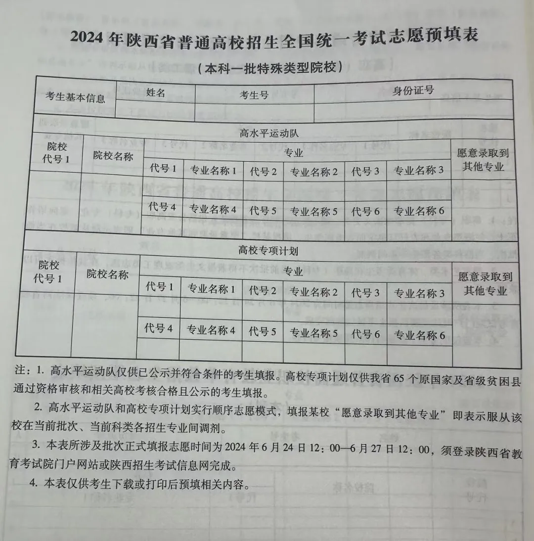 2024年陕西高考志愿填报指南(附志愿表填写样本)