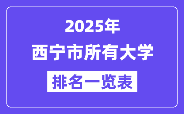 2025年西宁市所有大学排名一览表(11所完整版)