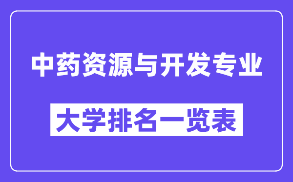 全国中药资源与开发专业大学排名一览表(最新排行榜)