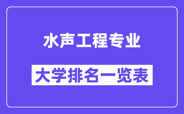 全国水声工程专业大学排名一览表(最新排行榜)