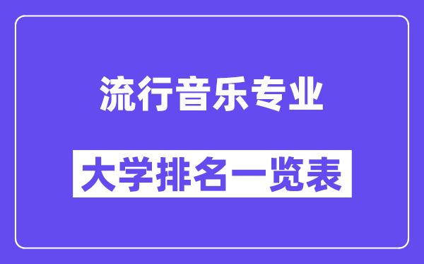全国流行音乐专业大学排名一览表(最新排行榜)