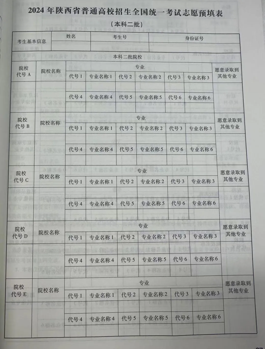 2024年陕西高考志愿填报指南(附志愿表填写样本)