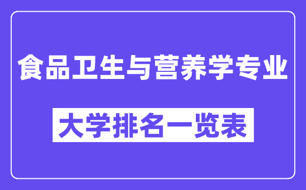 全国食品卫生与营养学专业大学排名一览表(最新排行榜)