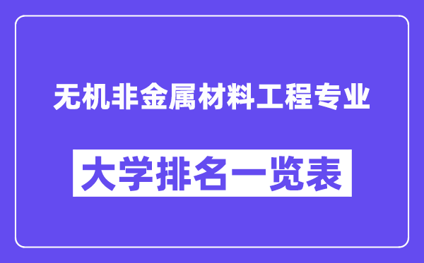 全国无机非金属材料工程专业大学排名一览表(最新排行榜)