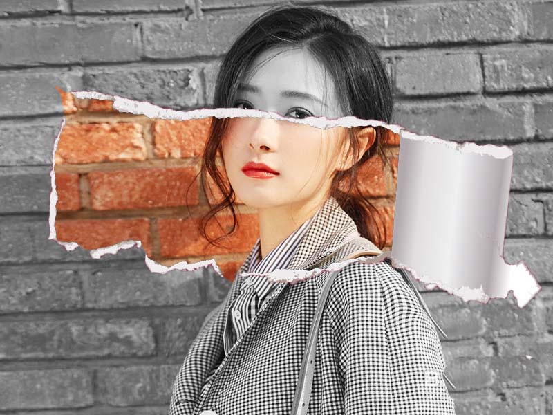 ps怎么设计彩色到黑白撕裂效果的海报?