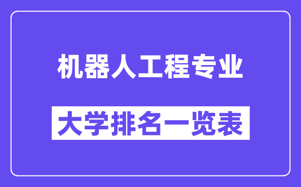 全国机器人工程专业大学排名一览表(最新排行榜)
