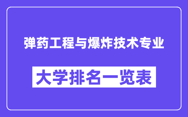 全国弹药工程与爆炸技术专业大学排名一览表(最新排行榜)