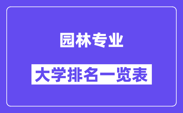 全国园林专业大学排名一览表(最新排行榜)