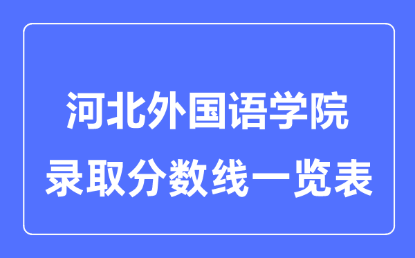 2023年高考多少分能上河北外国语学院?附各省录取分数线