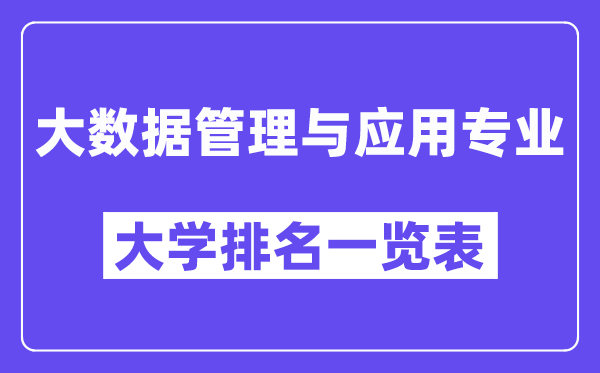 全国大数据管理与应用专业大学排名一览表(最新排行榜)
