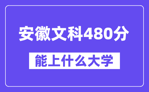 安徽文科480分左右能上什么大学?(历史类)