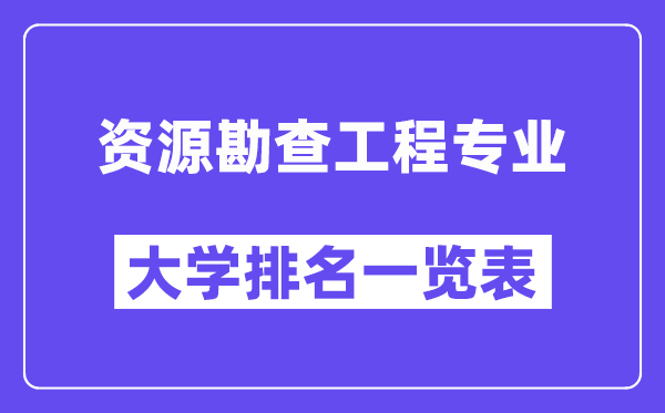 全国资源勘查工程专业大学排名一览表(最新排行榜)