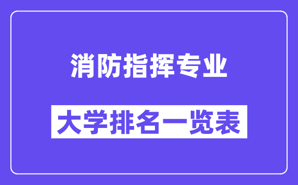 全国消防指挥专业大学排名一览表(最新排行榜)