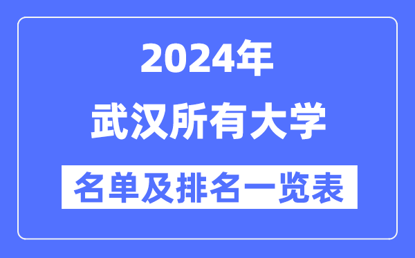 2024武汉所有大学名单及排名情况一览表(共83所)