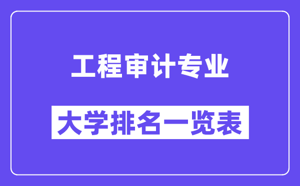 全国工程审计专业大学排名一览表(最新排行榜)