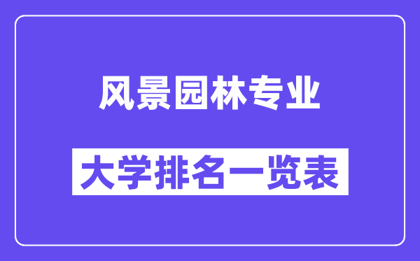 全国风景园林专业大学排名一览表(最新排行榜)