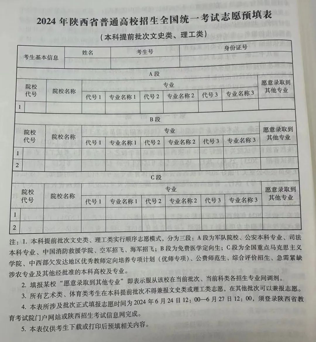 2024年陕西高考志愿填报指南(附志愿表填写样本)