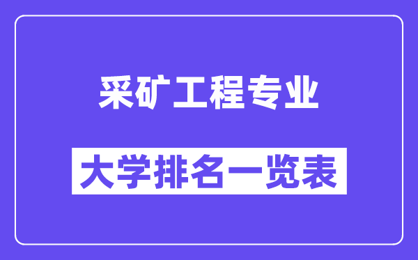 全国采矿工程专业大学排名一览表(最新排行榜)