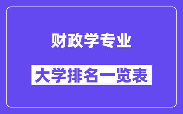 全国财政学专业大学排名一览表(最新排行榜)