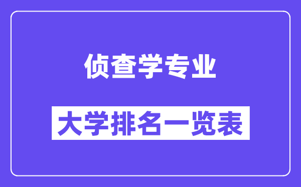 全国侦查学专业大学排名一览表(最新排行榜)