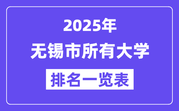 2025年无锡市所有大学排名一览表(14所完整版)