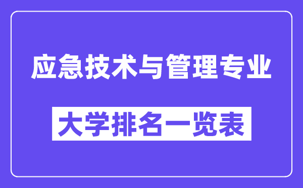 全国应急技术与管理专业大学排名一览表(最新排行榜)