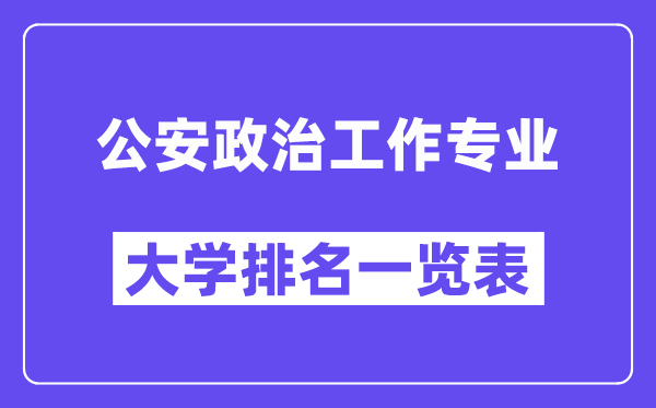 全国公安政治工作专业大学排名一览表(最新排行榜)