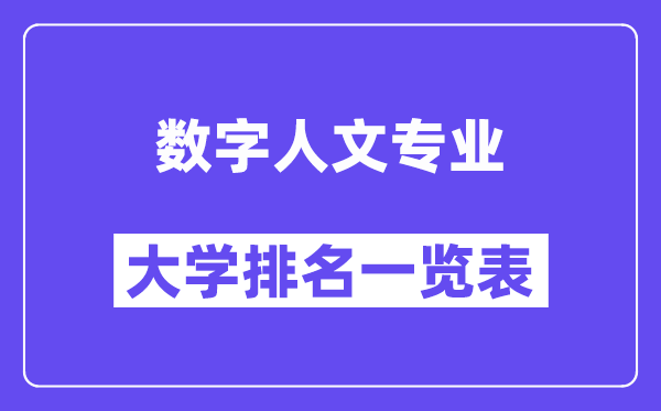 全国数字人文专业大学排名一览表(最新排行榜)