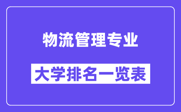 全国物流管理专业大学排名一览表(最新排行榜)