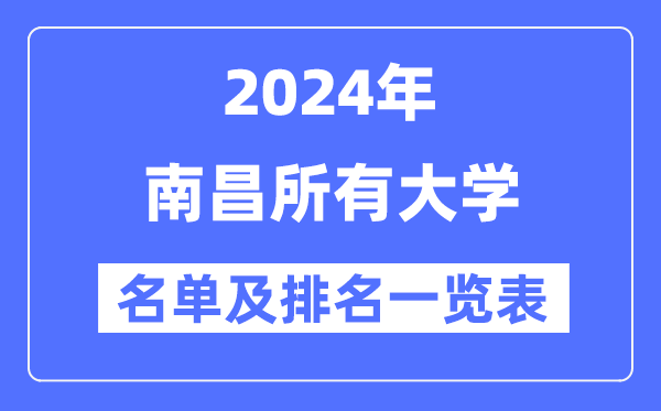 2024南昌所有大学名单及排名情况一览表(共54所)
