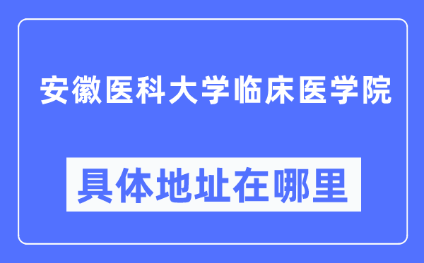 安徽医科大学临床医学院具体地址在哪里,在哪个城市,哪个区?