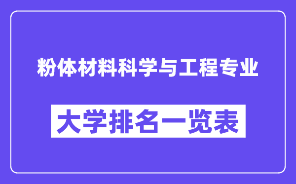 全国粉体材料科学与工程专业大学排名一览表(最新排行榜)