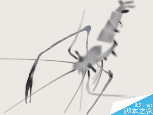 ps简单绘制一只中国风的水墨虾