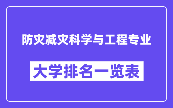 全国防灾减灾科学与工程专业大学排名一览表(最新排行榜)
