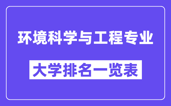 全国环境科学与工程专业大学排名一览表(最新排行榜)
