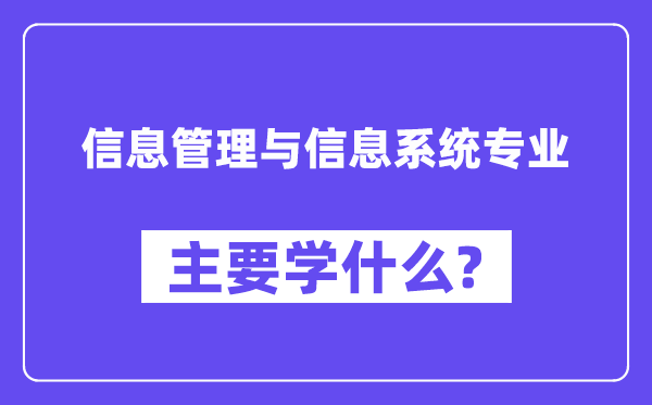 信息管理与信息系统专业主要学什么?附信息管理与信息系统专业课程目录