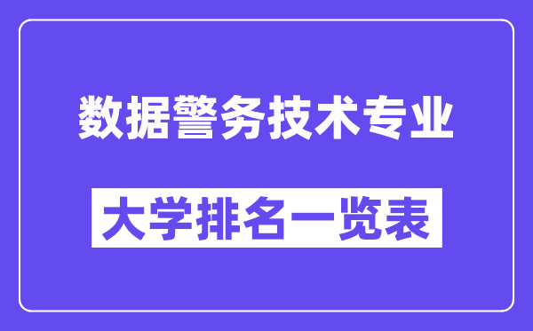 全国数据警务技术专业大学排名一览表(最新排行榜)