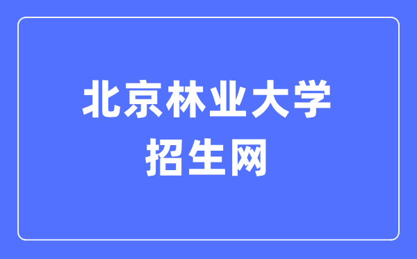 北京林业大学招生网入口(http://zsb.bjfu.edu.cn/)