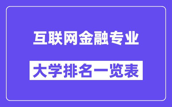 全国互联网金融专业大学排名一览表(最新排行榜)