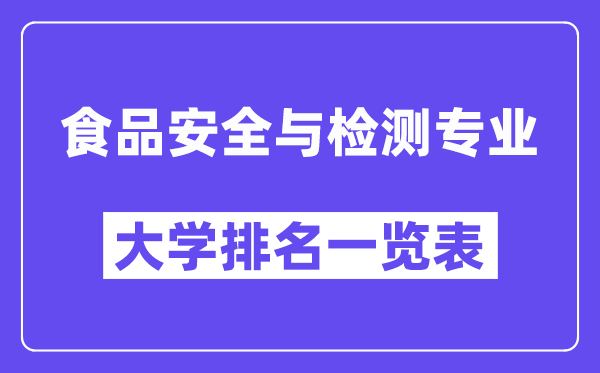 全国食品安全与检测专业大学排名一览表(最新排行榜)