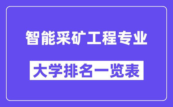 全国智能采矿工程专业大学排名一览表(最新排行榜)